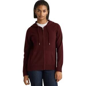NWOT Quince Mongolian Cashmere Full Zip Burgundy Red Hoodie Women's Plus 1X